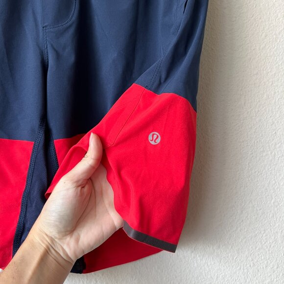 Lululemon Navy Red Colorblock 9" Outpacer Shorts - Picture 3 of 3